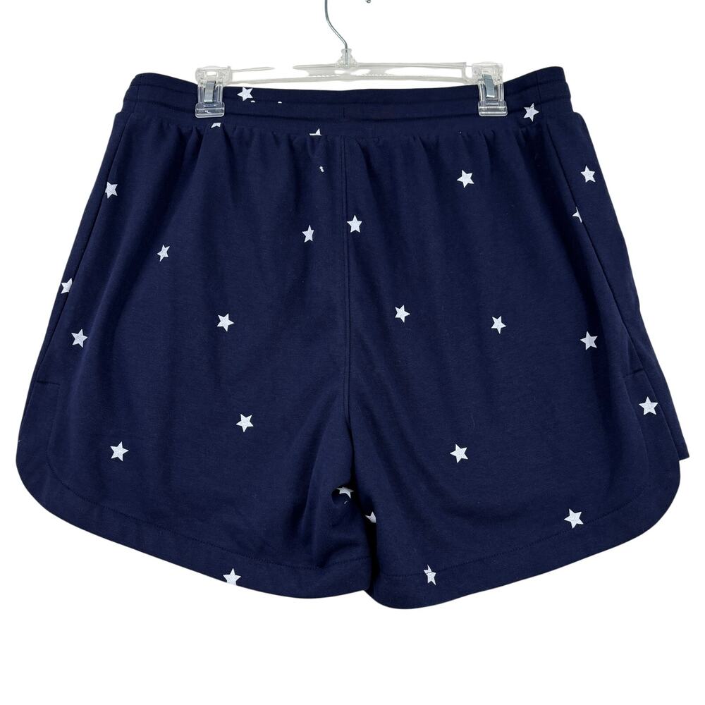 LIVI Pull On Shorts Size 14/16 Navy Blue Star Print Drawstring Pockets Patriotic